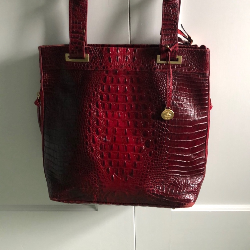Brahmin Melbourne Leather Large Tote in Red Dragon. $225